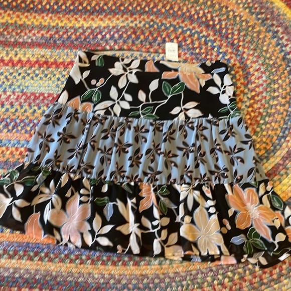 Loft Tiered Chiffon Floral Mini Skirt Peach/Blue NEW size 8 - Picture 3 of 7